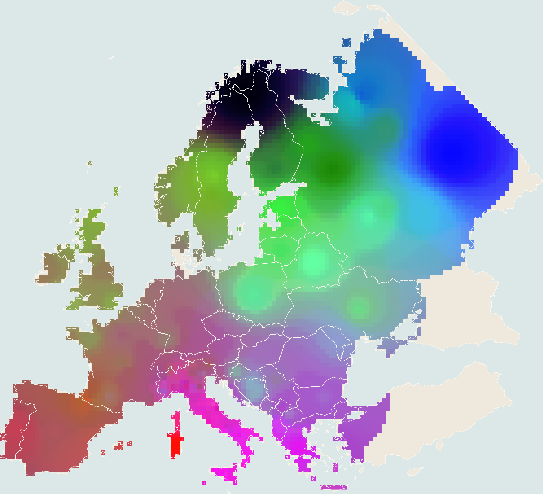 Europe-wide PCA, RGB composite